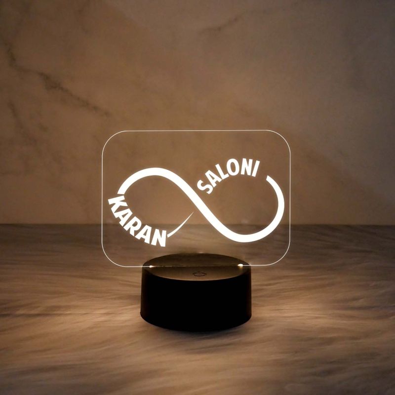 Personalized Infinity LED Night Table Lamp | Customized with Name | Couple Name Lamp | Gift for Birthday